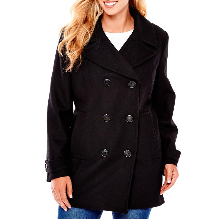 St. John's Bay Wool-blend Pea Coat - Plus