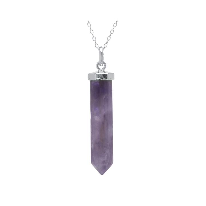 Silver Reflections Simulated Purple Amethyst Silver-plated Pendant Necklace