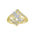 Diamond Blossom 1/2 Ct. T.w. Diamond 10k Yellow Gold Triple-cluster Slant Ring