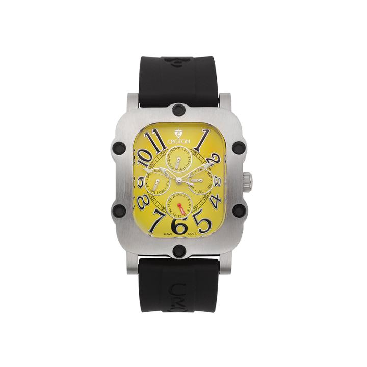 Croton Mens Yellow Dial And Black Strap Watch