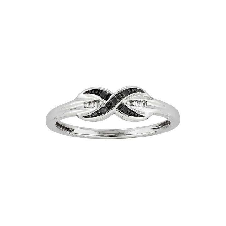 White And Color-enhanced Black Diamond-accent X Ring