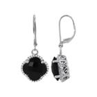 Genuine Onyx Earrings W/ Created White Sapphires