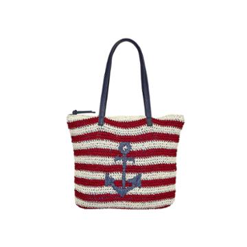 Lilac + Black Striped Straw Tote