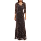 Blu Sage 3/4 Sleeve Sequin-lace Evening Gown-petites