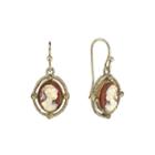 1928 Gold-tone Cameo Drop Earrings