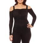 Bisou Bisou Metallic Cold Shoulder Top