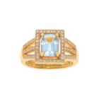 Genuine Blue Topaz And Cubic Zirconia 14k Yellow Gold Over Brass Ring