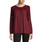 Liz Claiborne Long Sleeve Scoop Neck T-shirt-womens