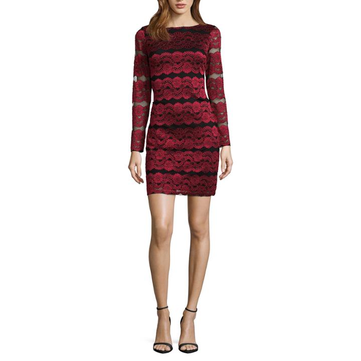 Jessica Howard Long Sleeve Stripe Shift Dress-petites