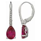 Lab-created Pear-cut Ruby Earrings Sterling