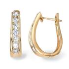 1 1/2 Ct. T.w. Genuine White Diamond 14k Gold Hoop Earrings