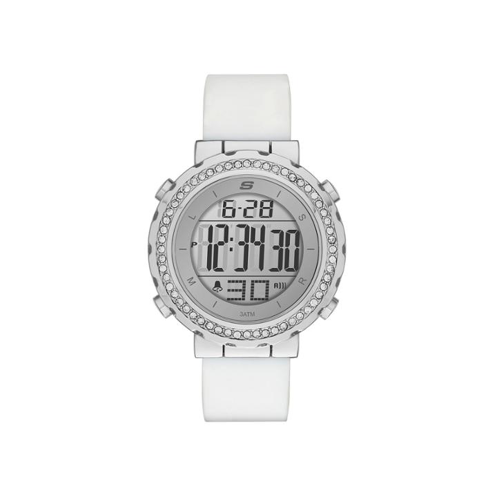 Skechers Womens Crystal White Silicone Strap Watch