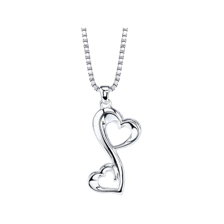 Love Grows Sterling Silver Double-heart Pendant Necklace
