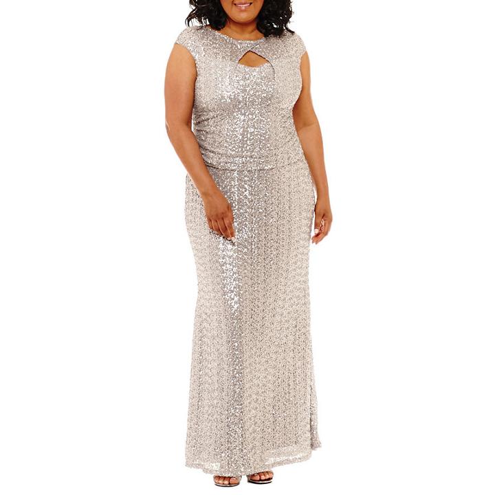 Blu Sage Short Sleeve Evening Gown - Plus