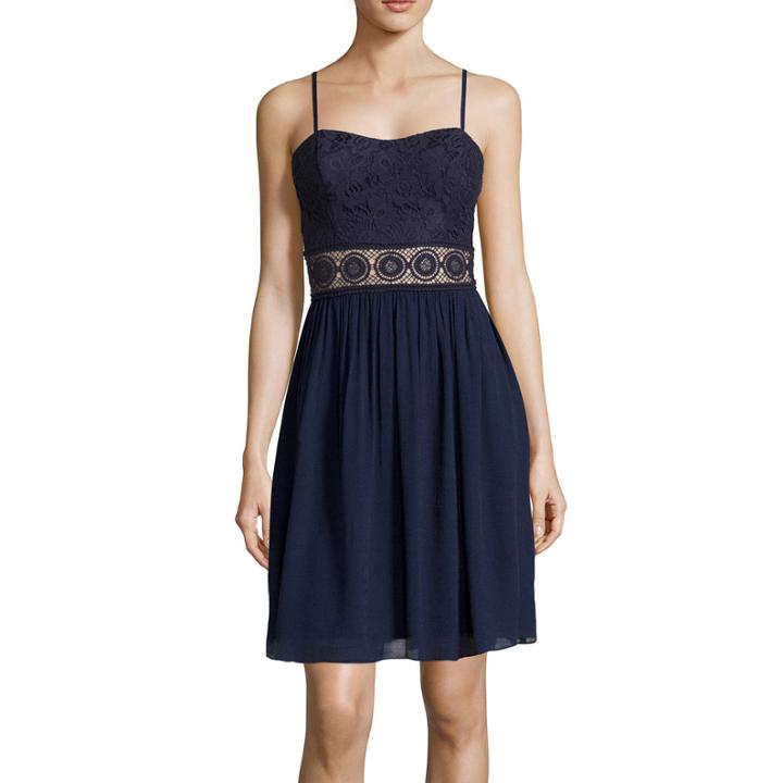 By & By Spaghetti Strap Crochet Inset Waist Dress