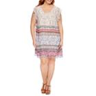 R & K Originals Short Flutter Sleeve Tassle Trim Sheath Dress-plus