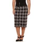 Worthington Zipper-front Houndstooth Skirt - Plus