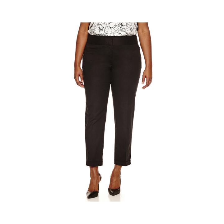 Worthington Wide Waistband Double Cotton Slim Pants 30 - Plus