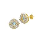 18k Gold Over Silver Genuine Blue Topaz And Lab-created White Sapphire Earrings
