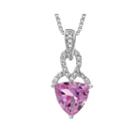 Lab-created Pink Sapphire And Diamond-accent Sterling Silver Drop Pendant Necklace