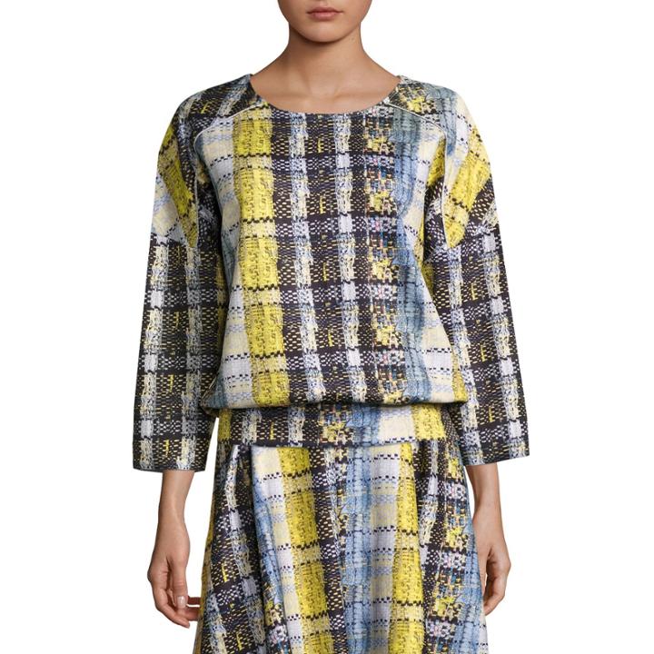 Project Runway Long Sleeve Plaid Scuba Sweatshirt