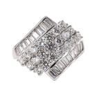 Diamonart Cubic Zirconia Sterling Silver Cluster Ring