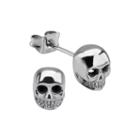 Stainless Steel Polished Skull Stud Earrings