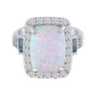 Sterling Silver Lab-created Opal & Blue Topaz Ring