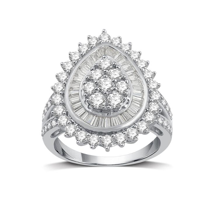 Womens 2 Ct. T.w. Genuine White Diamond 10k Gold Cocktail Ring