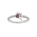 Genuine Rhodolite Garnet And Diamond-accent Sterling Silver Stackable Dolphin Ring