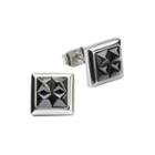 Black Crystal Stainless Steel Square Stud Earrings