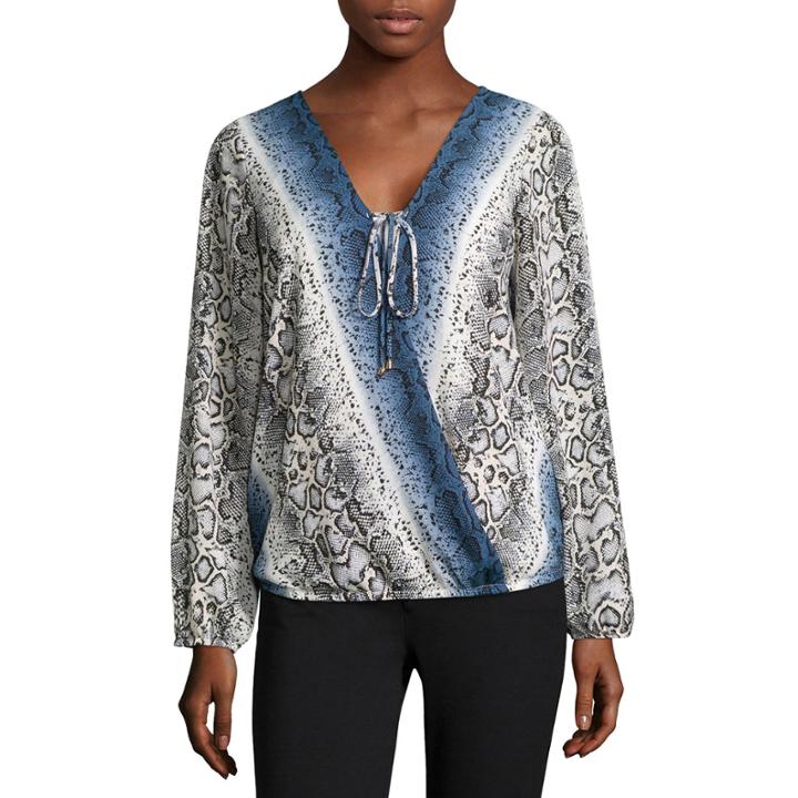 Alyx Long-sleeve Wrap-front Woven Top