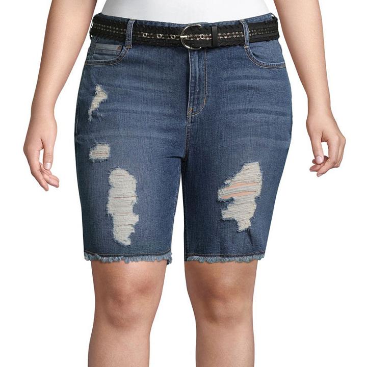 Wallflower 9 Denim Bermuda Shorts-juniors Plus