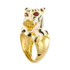 Kjl By Kenneth Jay Lane Enamel And Red Crystal Tiger Ring