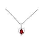 Womens Diamond Accent & Lab Created Ruby Sterling Silver Pendant Necklace