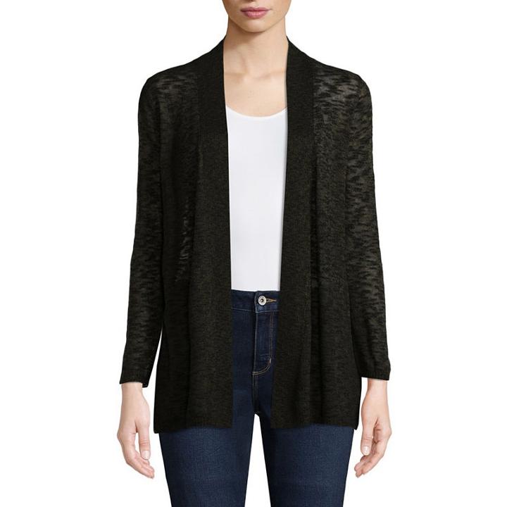 St. John's Bay 3/4 Sleeve Open Front Cardigan