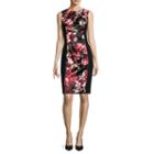 London Style Collection Sleeveless Floral Colorblock Sheath Dress - Petite