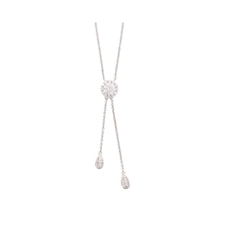 Diamonart 3.69 Ct. T.w. Cubic Zirconia Sterling Silver Pear Dangle Necklace