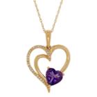 Womens Diamond Accent Purple Amethyst 10k Gold Pendant Necklace