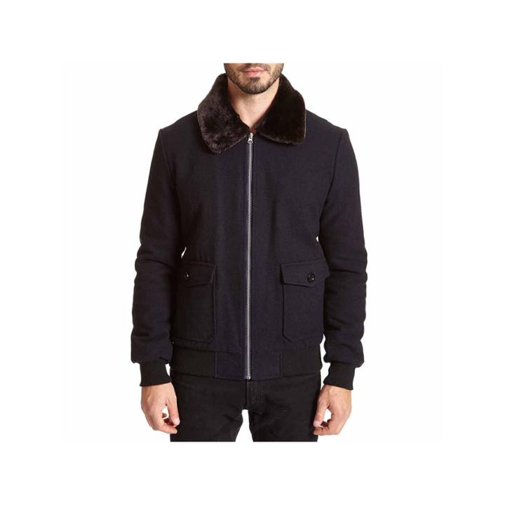Excelled Faux Wool Bomber Jacket