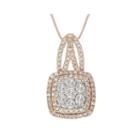 Diamond Blossom 1 Ct. T.w. Diamond 10k Rose Gold Double-halo Pendant Necklace