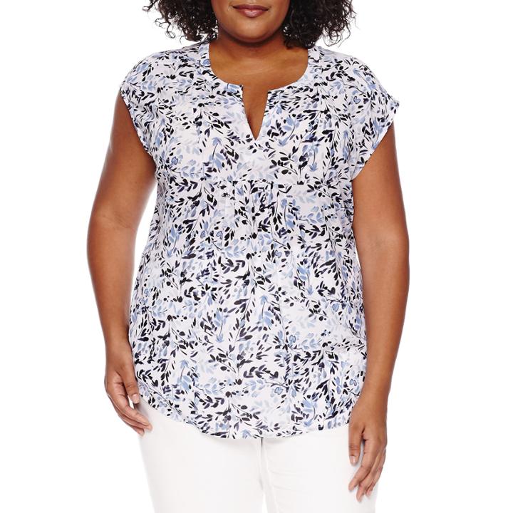Liz Claiborne Short Sleeve Peasant Top