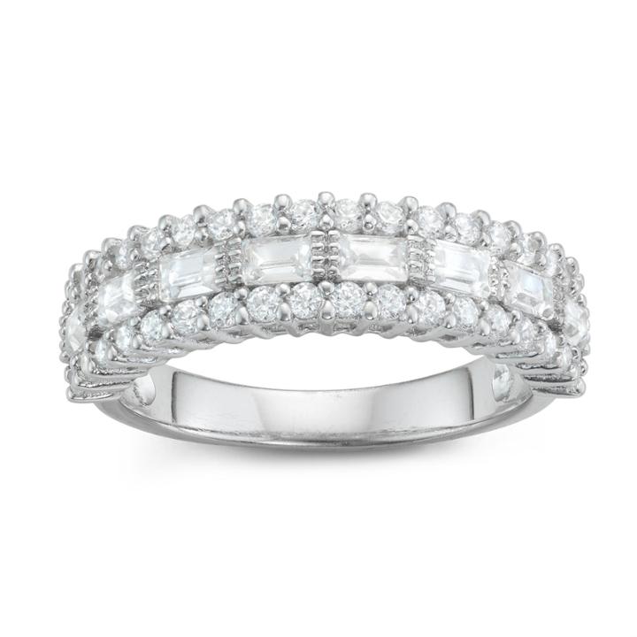 Diamonart Womens 1 1/3 Ct. T.w. Lab Created White Cubic Zirconia Sterling Silver Band