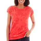 Liz Claiborne Short-sleeve Flower Mesh Sweater