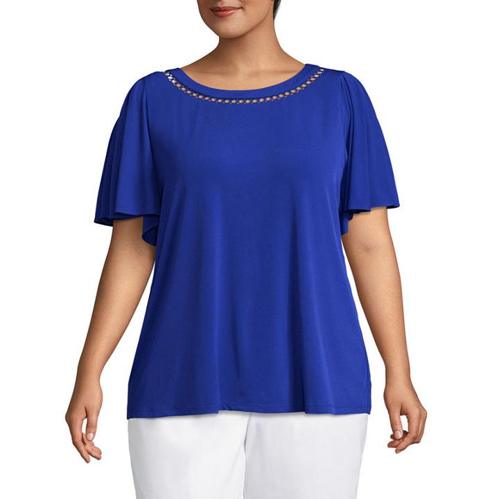 Liz Claiborne Draped Shoulder Top- Plus
