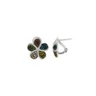 1/2 Ct. T.w. Round Multi Color Diamond Sterling Silver Stud Earrings