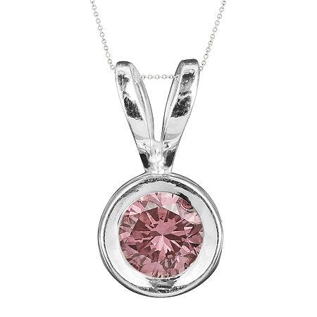 1/2 Ct. T.w. Color-enhanced Pink Diamond Solitaire Pendant Necklace