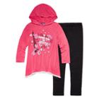 3/4 Sleeve Lace Trim Hoodie Legging Set