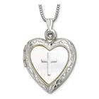 Mother-of-pearl Heart & Cross Locket Pendant Necklace