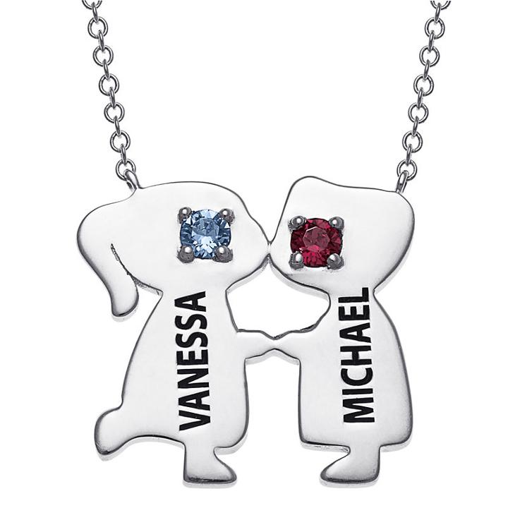 Personalized Womens Simulated Multi Color Crystal Sterling Silver Round Pendant Necklace